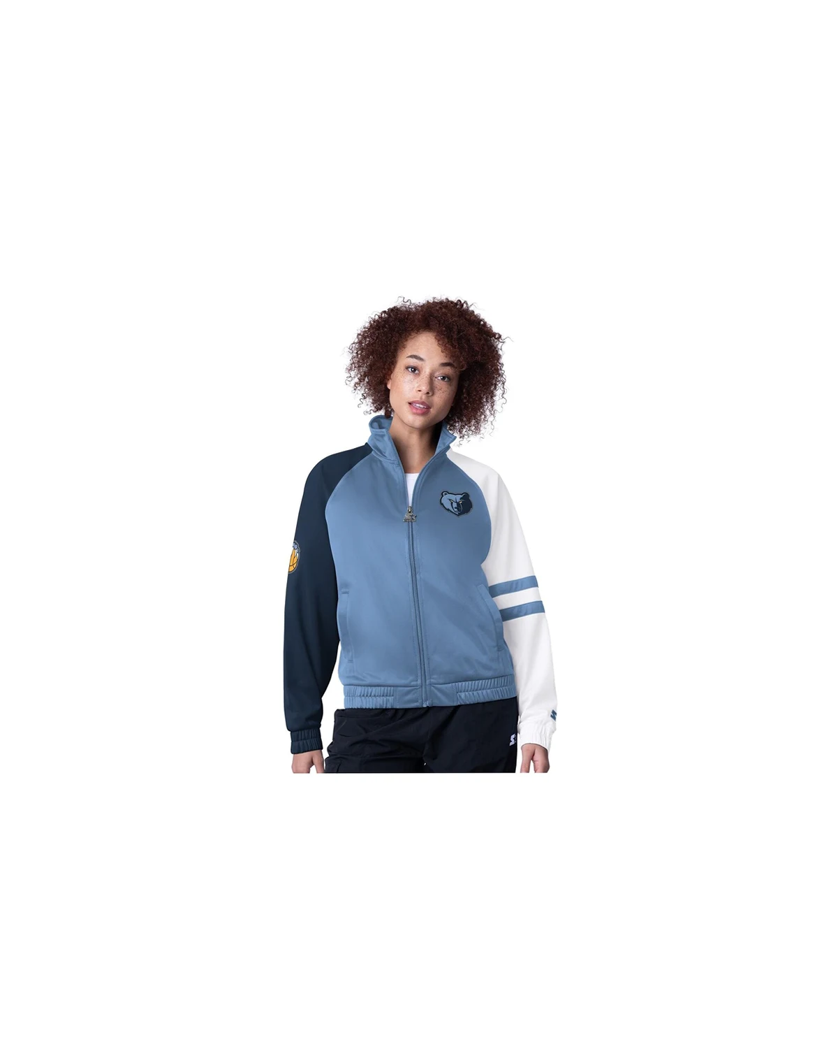 Women's Light Blue Memphis Grizzlies Line Up Dolman Raglan Full-Zip Track Jacket