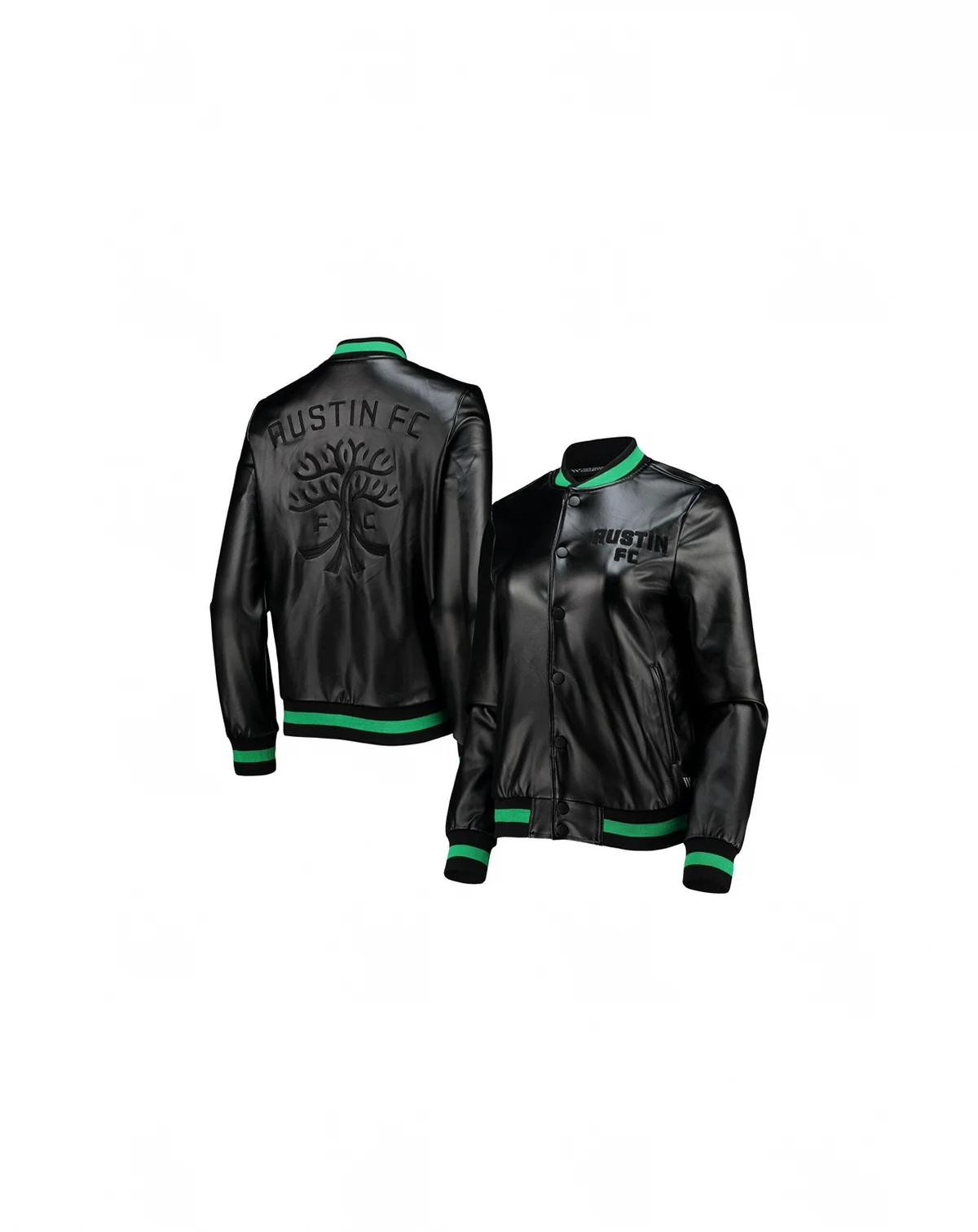 Women's Black Austin FC Full-Snap Bomber Jacket