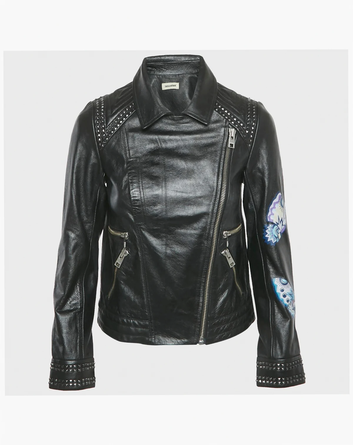 Women's Black Leather Kawai Biker Jacket