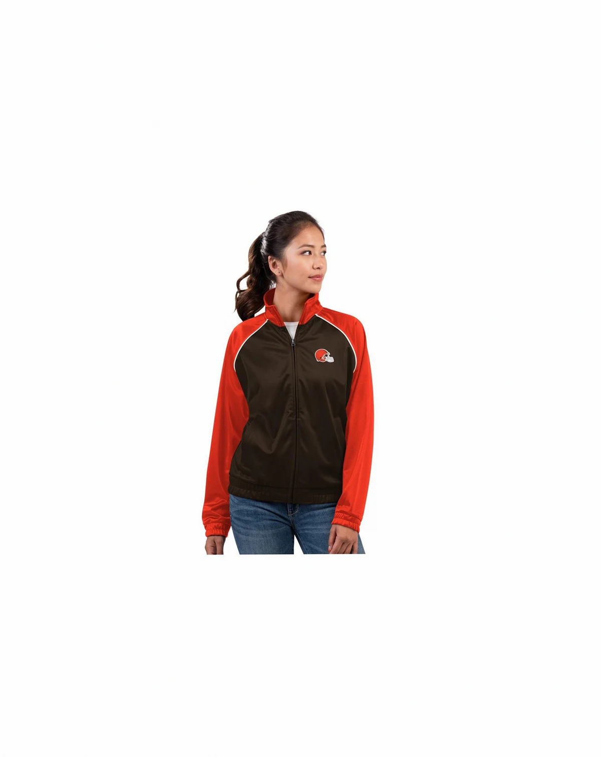 Women's Brown Cleveland Browns Replay Full-Zip Track Jacket