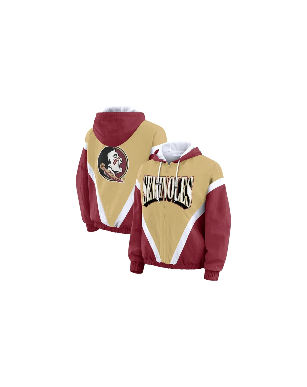 Women's Gold/Garnet Florida State Seminoles Color Block Full-Zip Hoodie Windbreaker Jacket