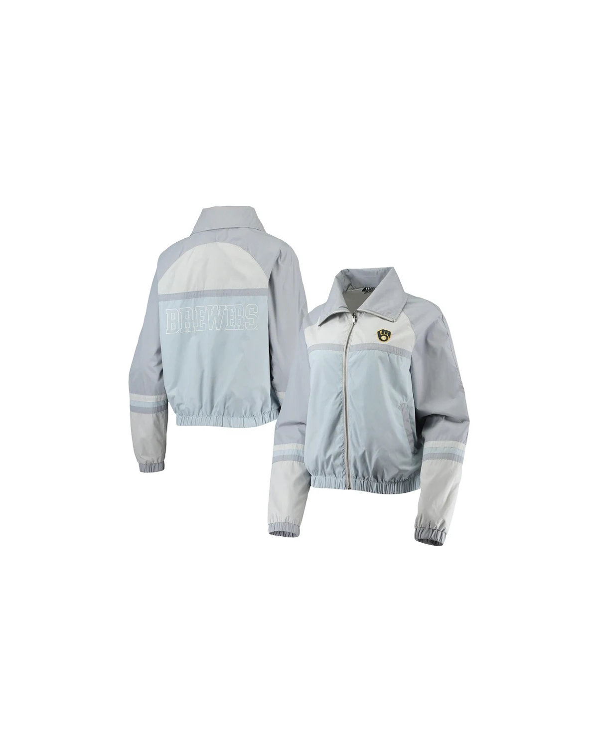 Women's Navy Milwaukee Brewers Colorblock Track Raglan Full-Zip Jacket