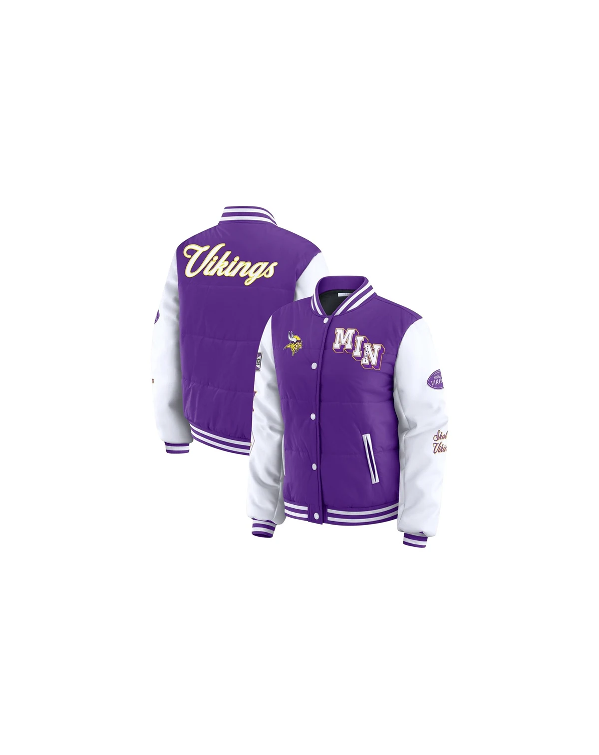 Women's Purple Minnesota Vikings Varsity Full-Snap Puffer Jacket