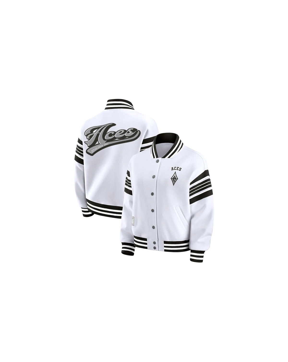 Women's White/Black Las Vegas Aces Plus Size Full-Snap Fleece Sweatshirt Jacket