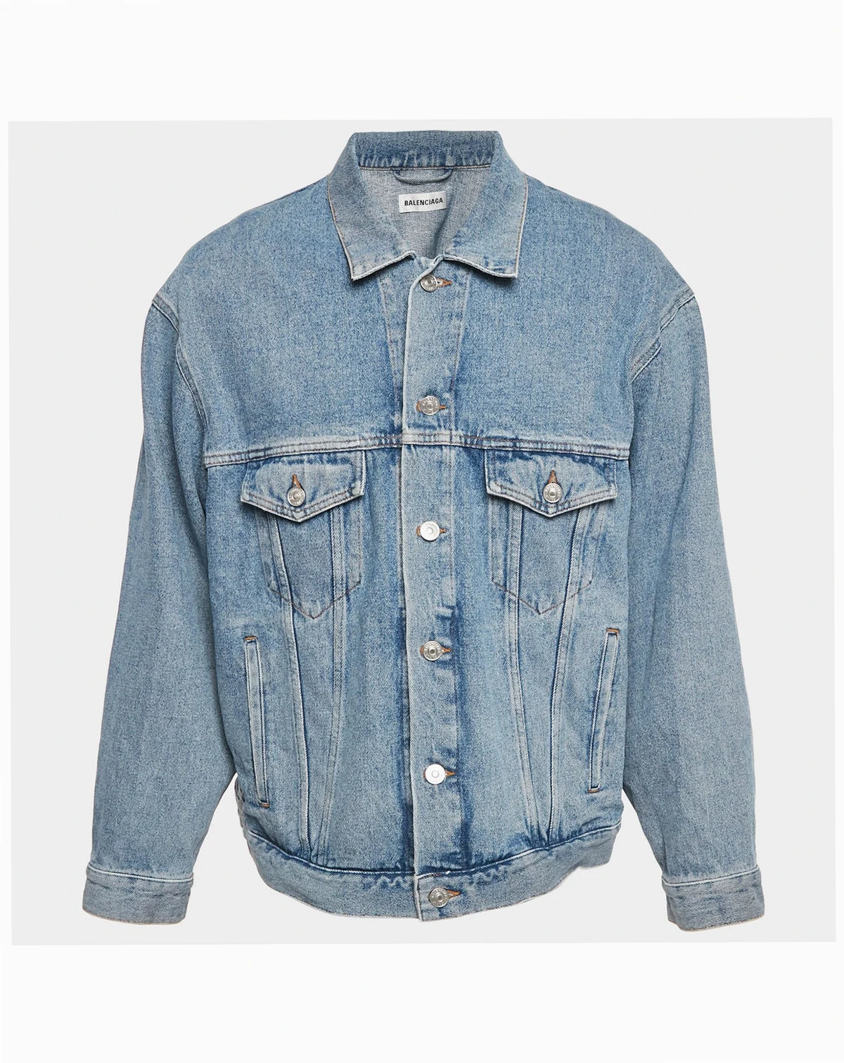Women's Blue Logo Print Denim Oversized Jacket