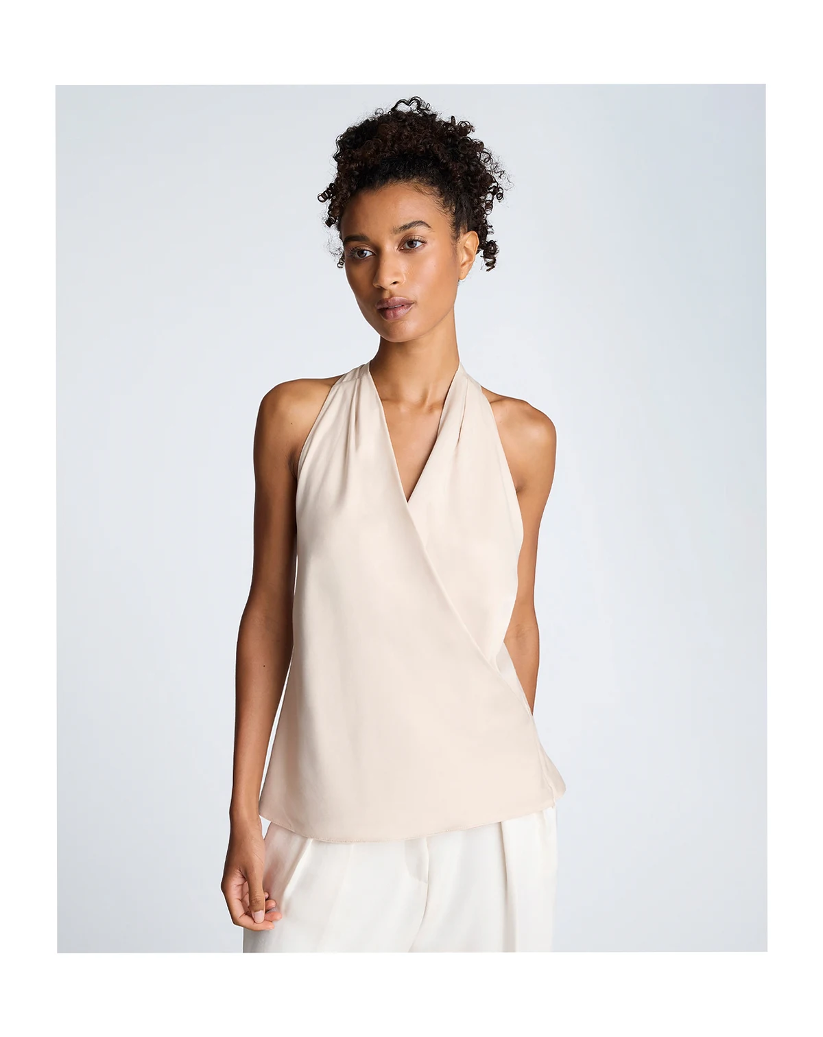 Women's Satin Crossover Halter Blouse