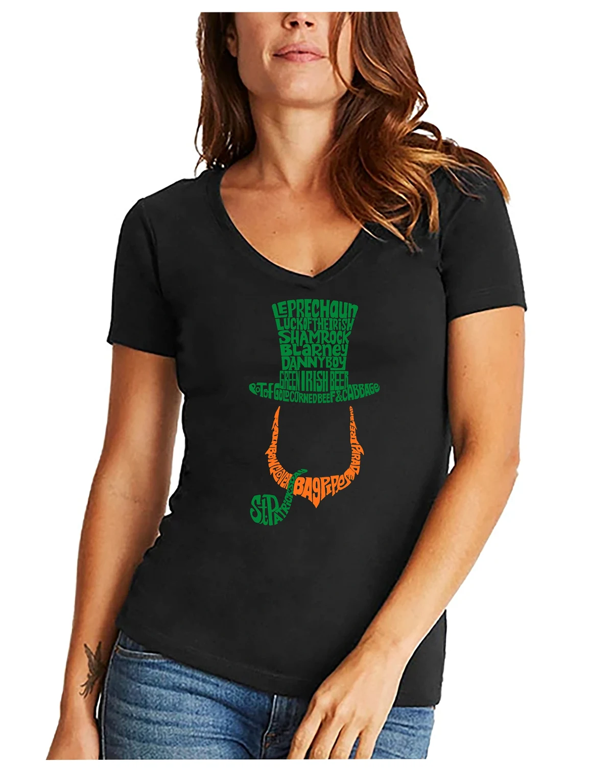 Women's Leprechaun Word Art V-neck T-shirt