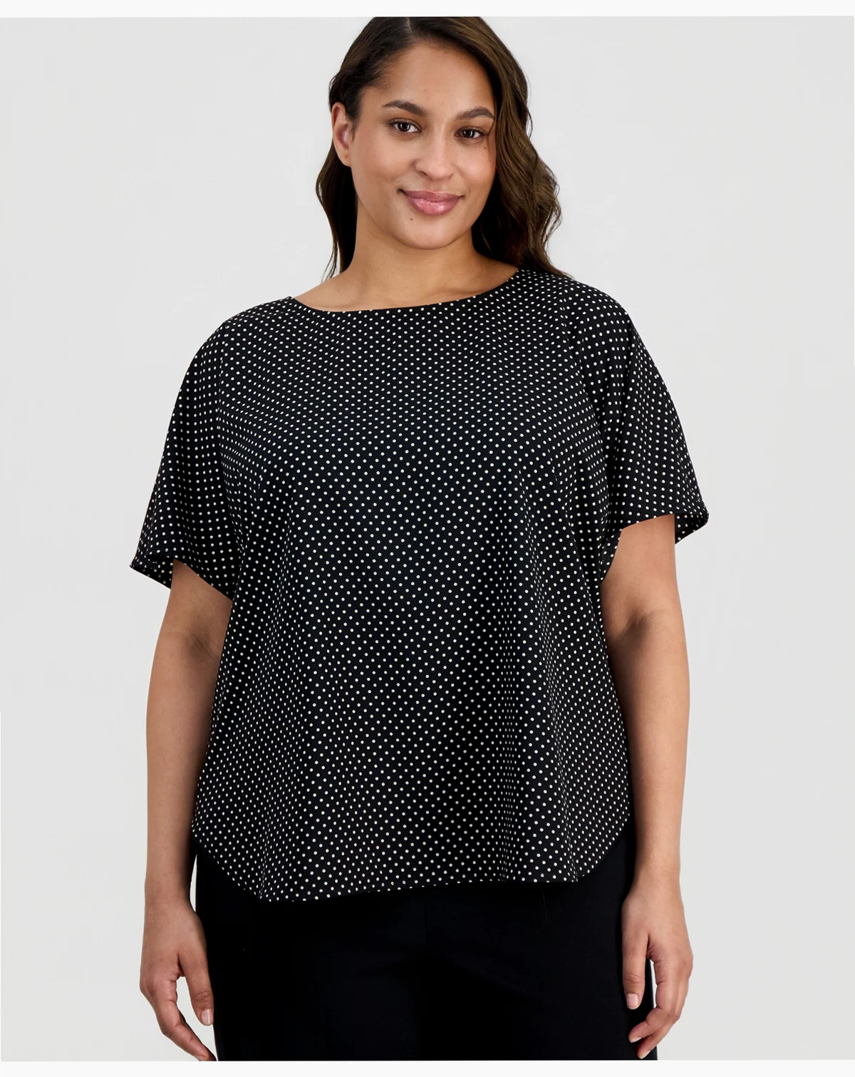 Plus Size Printed Boat-Neck Short-Sleeve Top