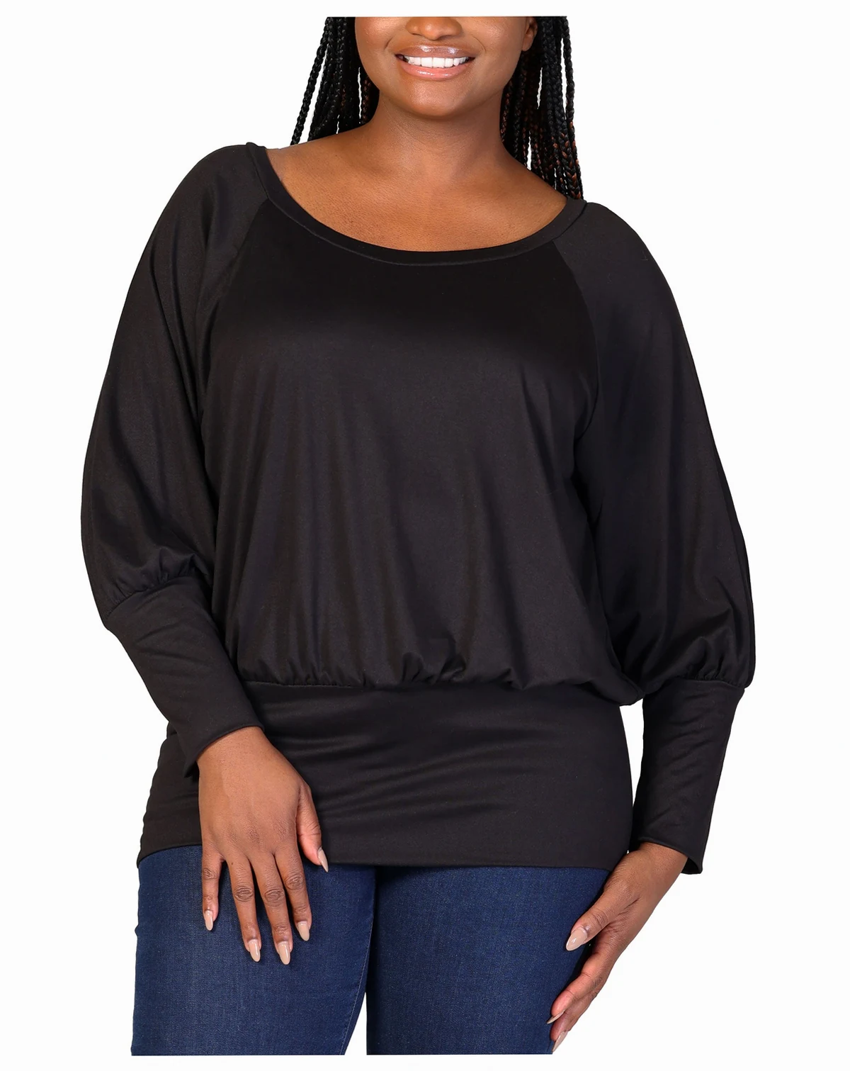 Plus Size Round Neck Banded Bottom Top
