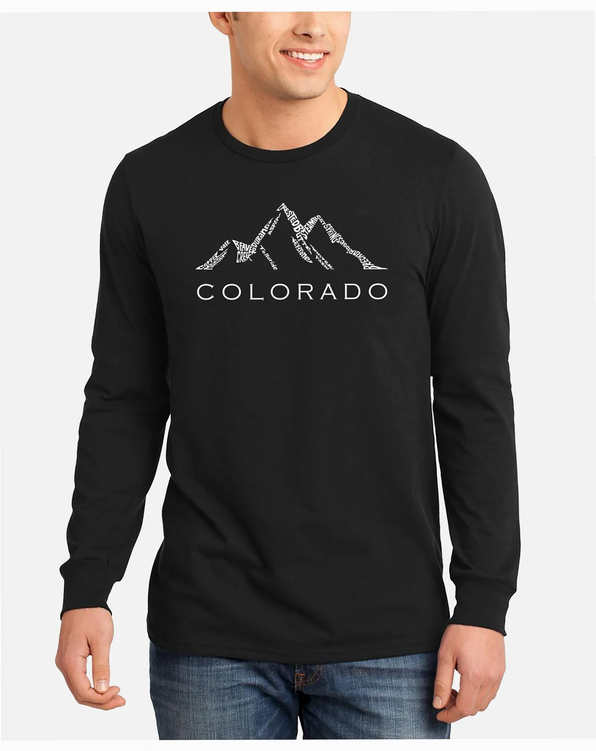 Men's Colorado Ski Towns Word Art Long Sleeve T-shirt