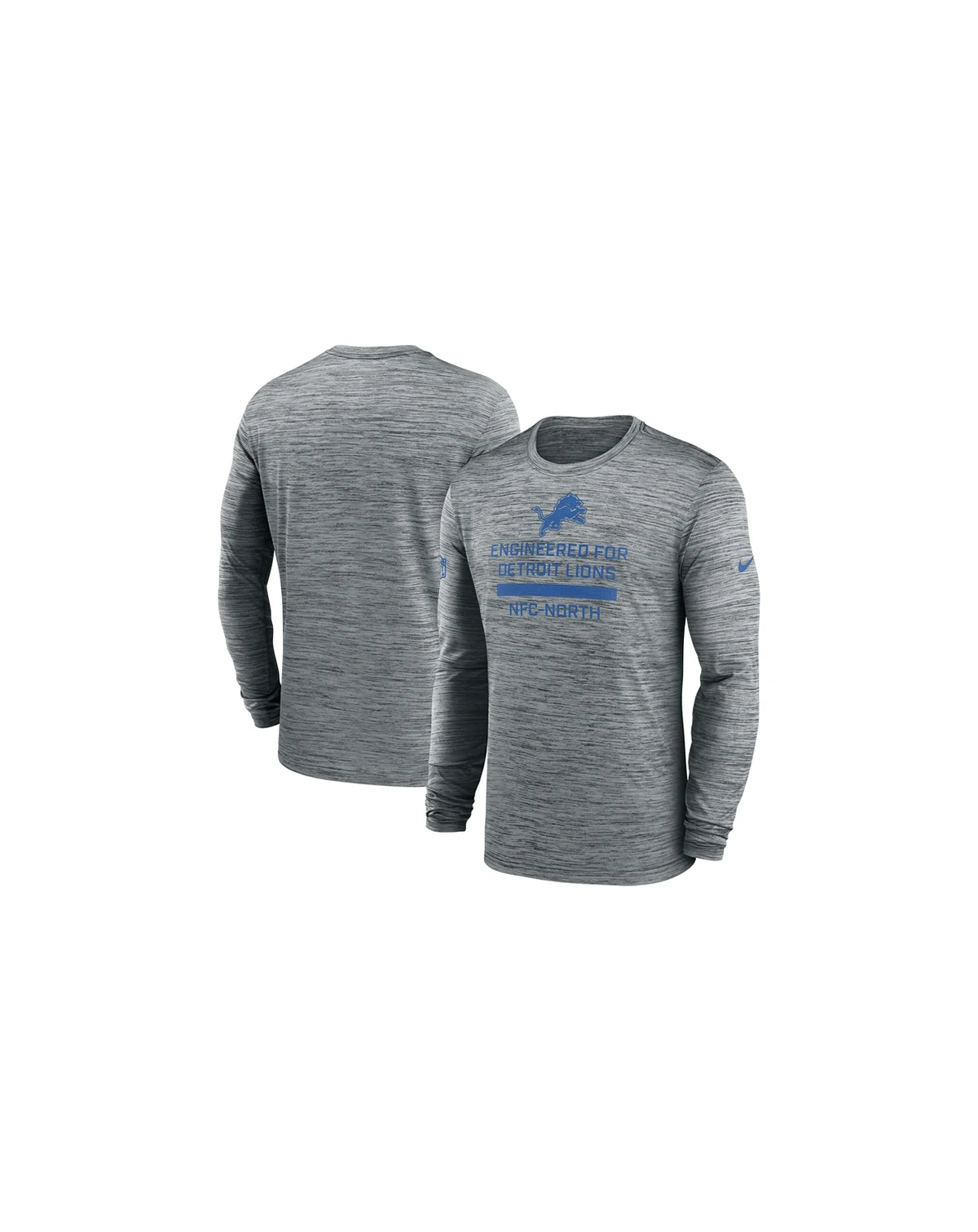 Men's Gray Detroit Lions Sideline Velocity Performance Long Sleeve T-Shirt