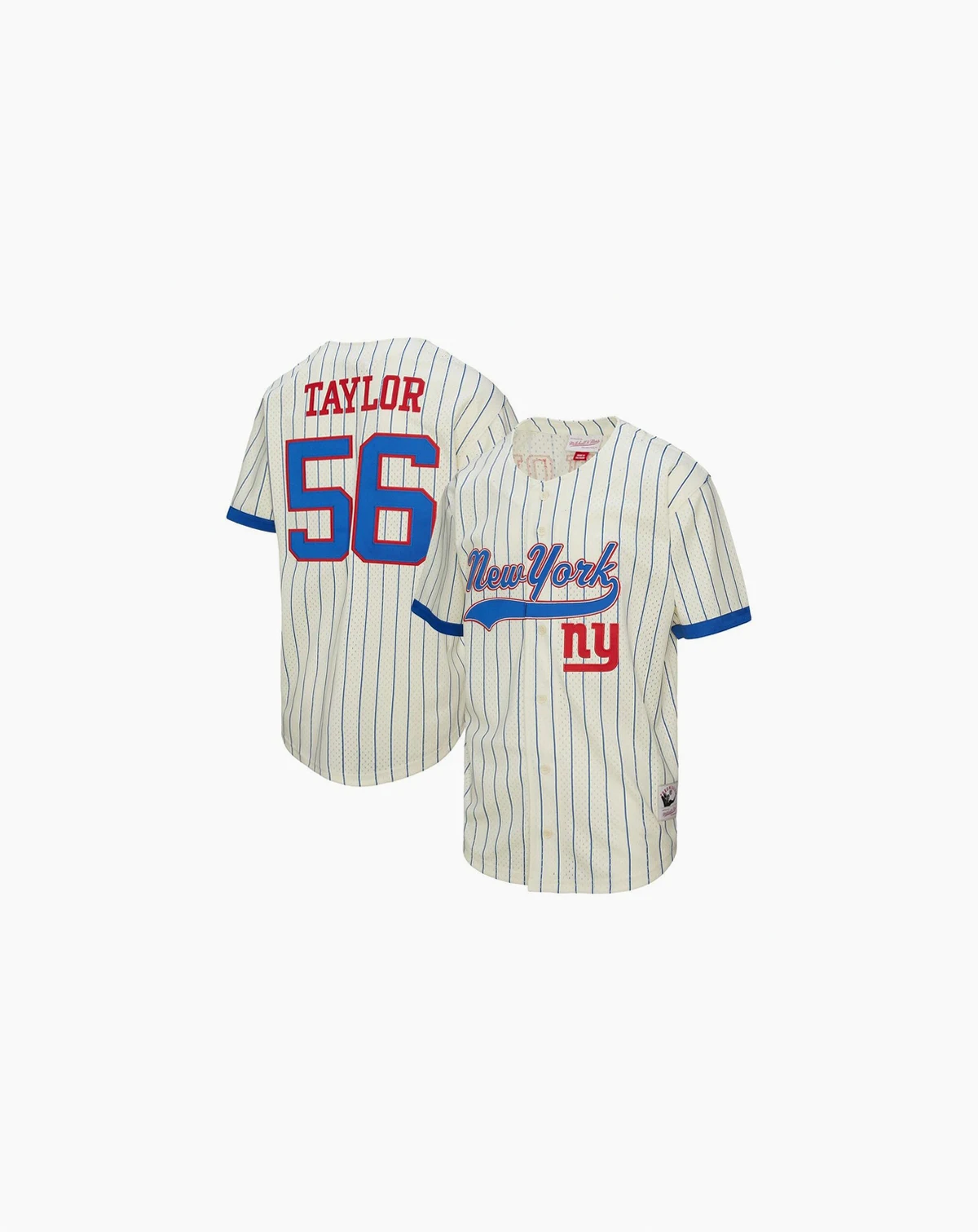 Men's Lawrence Taylor Cream New York Giants Name Number Mesh Button-Up Baseball Jersey