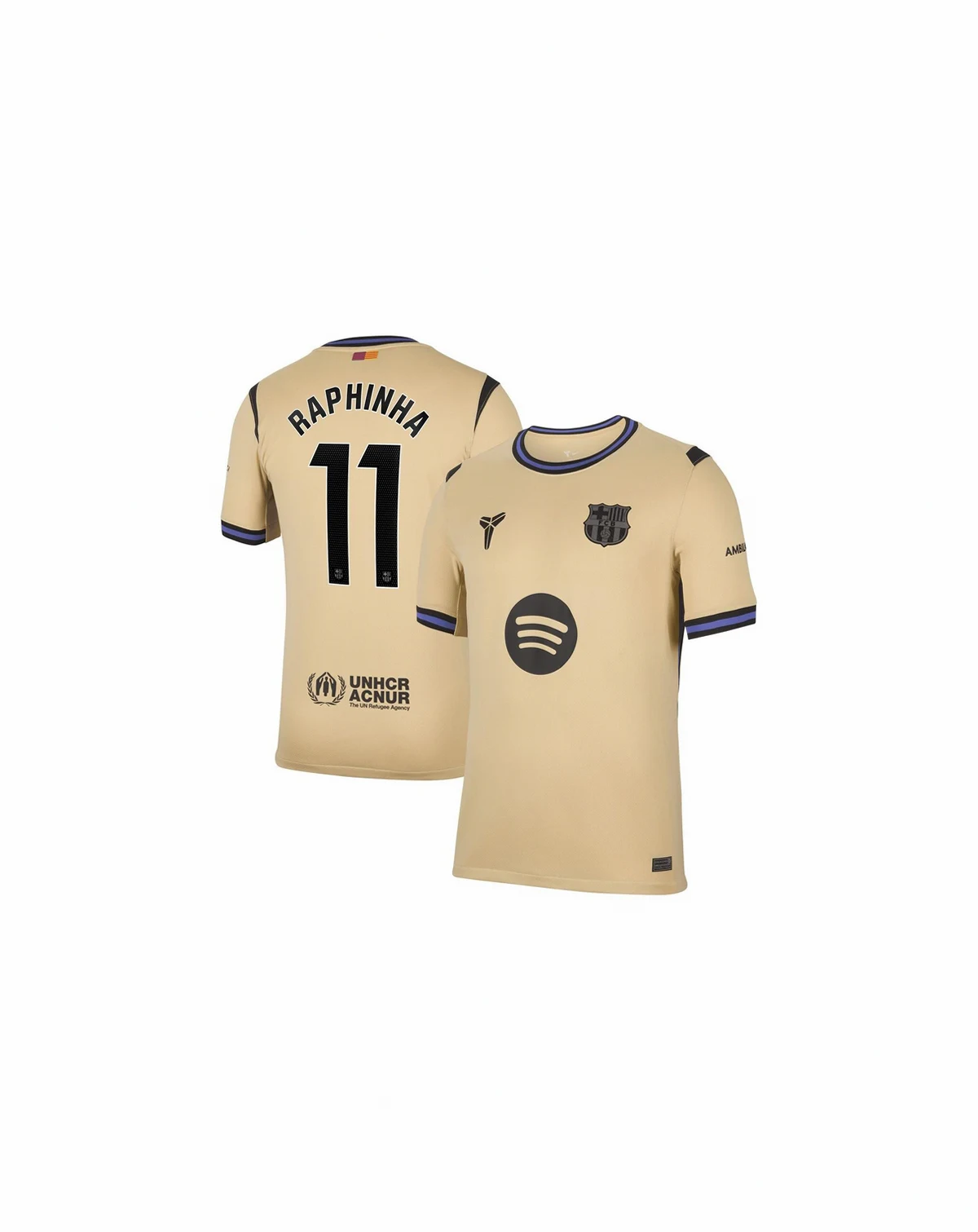 Men's Raphinha Gold Barcelona 2025/26 Away Stadium Replica Jersey