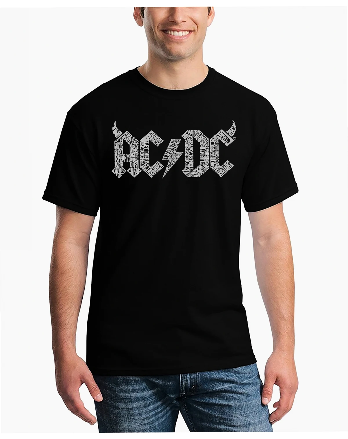 Men's Word Art ACDC Song Titles T-shirt
