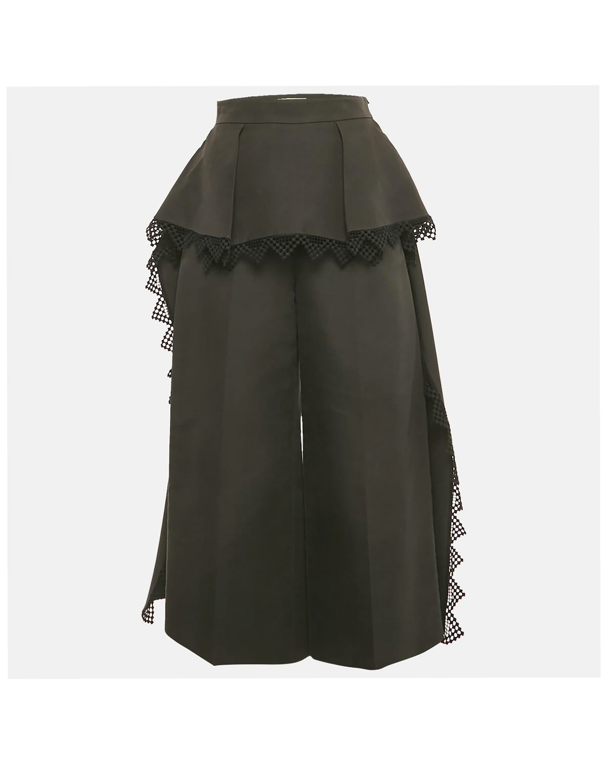 Women's Cotton And Silk Lace Trim Wide Leg Trousers