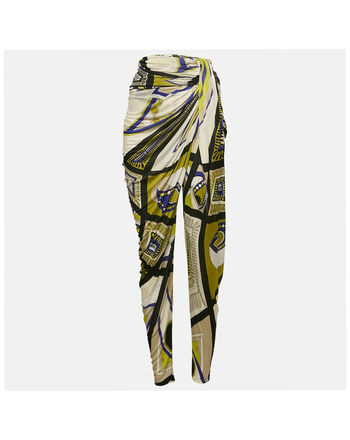 Women's Multicolor Printed Jersey Draped Trousers
