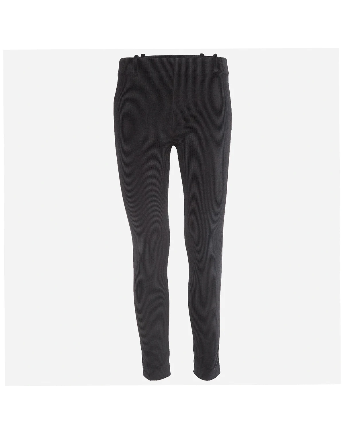 Women's Black Textured Corduroy Slim Fit Trousers