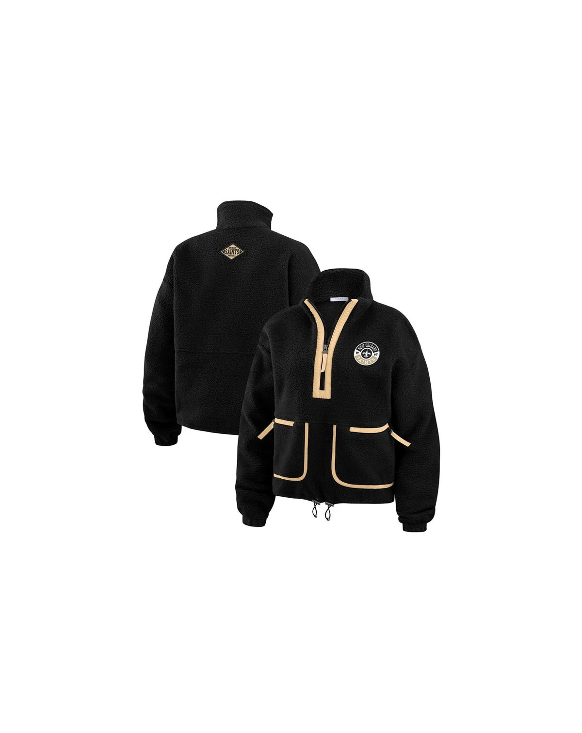 Women's Black New Orleans Saints Polar Fleece Half-Zip Jacket