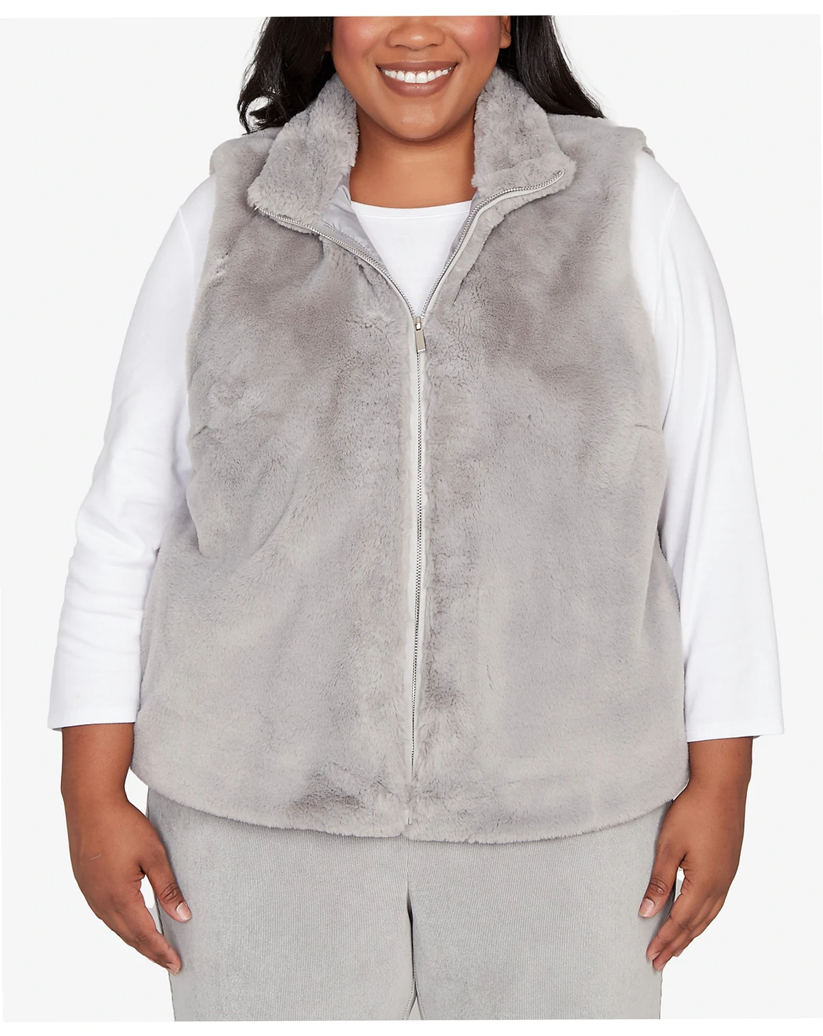 Plus Size Stockbridge Plush Zip Front Vest Jacket