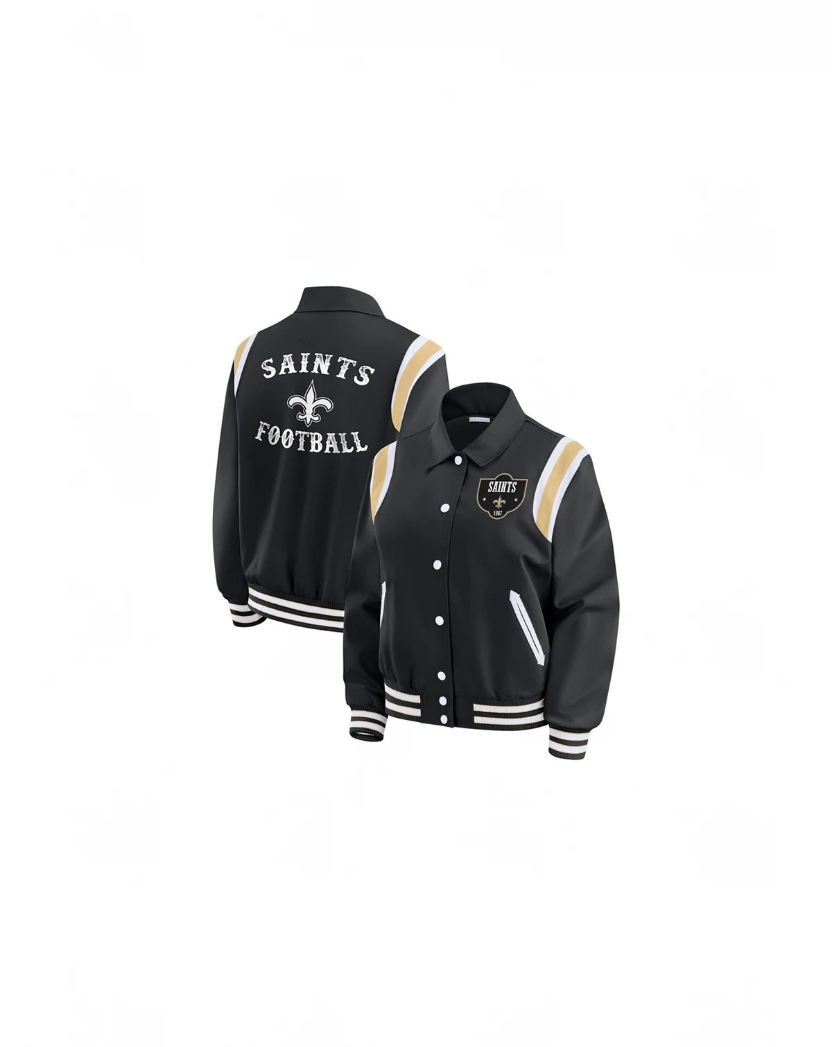 Women's Black New Orleans Saints Varsity Lightweight Full-Snap Jacket