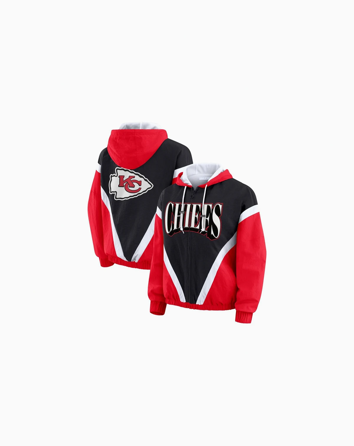 Women's Red/Black Kansas City Chiefs Retro Crinkle Full-Zip Hoodie Windbreaker