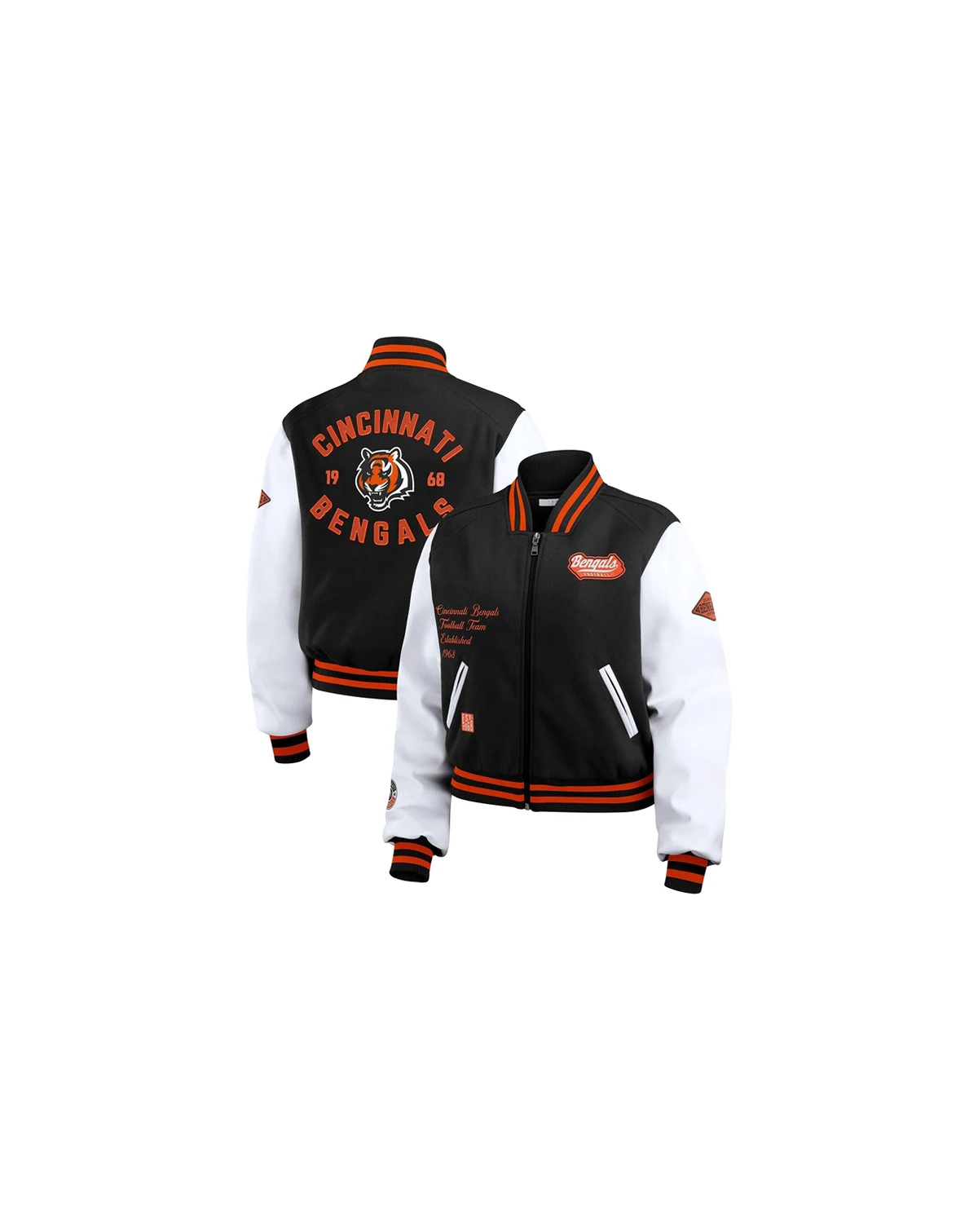 Women's Black/White Cincinnati Bengals Varsity Full-Zip Jacket