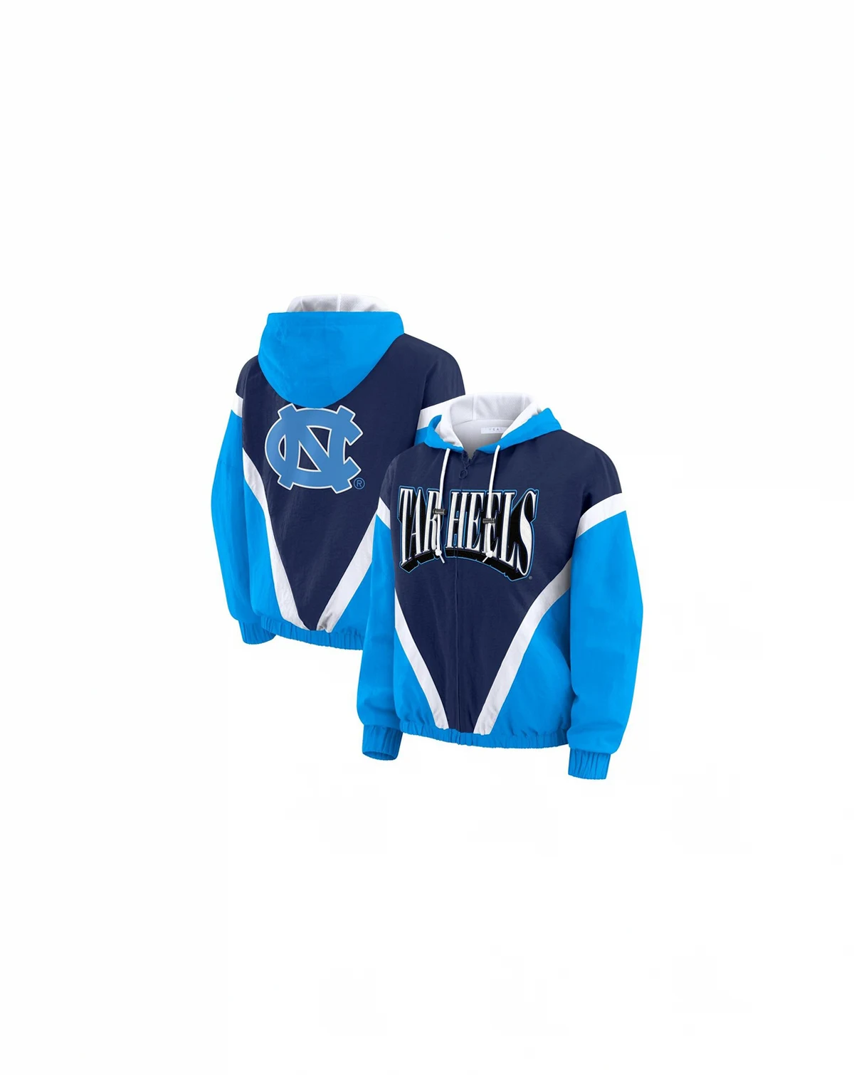 Women's Blue/Navy North Carolina Tar Heels Color Block Full-Zip Hoodie Windbreaker Jacket
