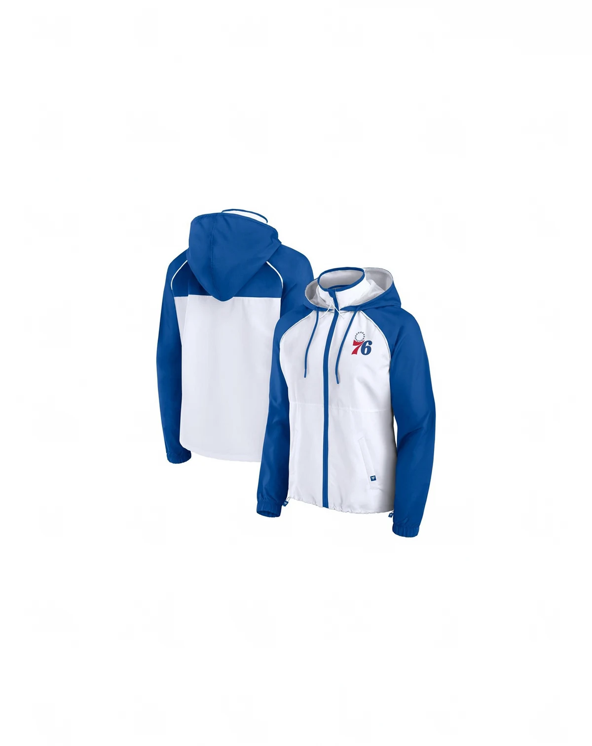 Women's White/Royal Philadelphia 76ers Anorak Raglan Full-Zip Hoodie Jacket
