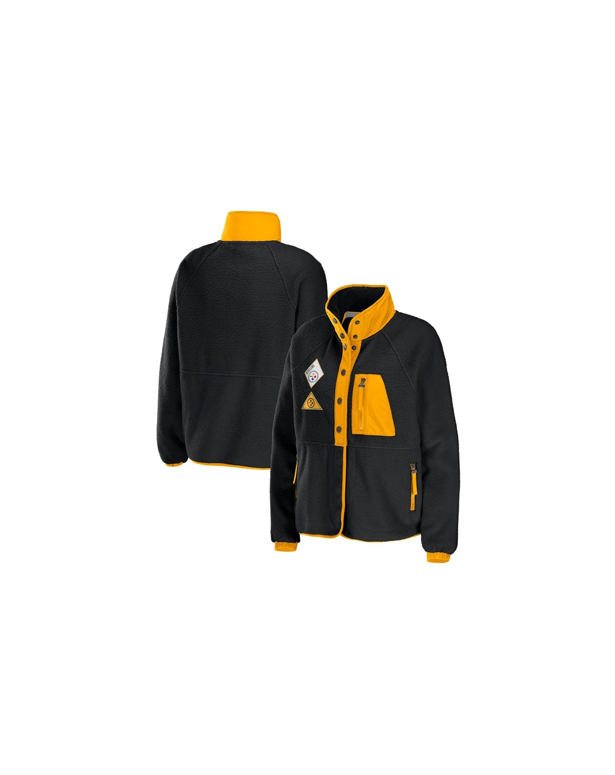 Women's Black Pittsburgh Steelers Polar Fleece Raglan Full-Snap Jacket