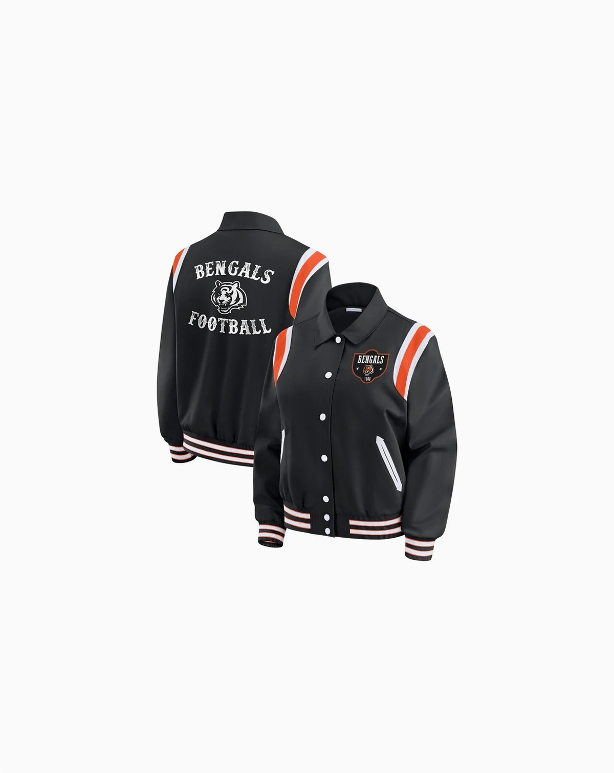 Women's Black Cincinnati Bengals Varsity Lightweight Full-Snap Jacket