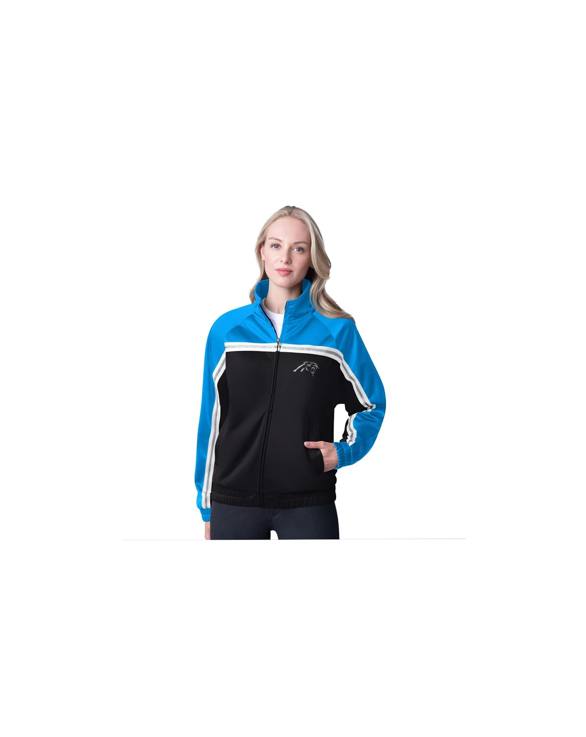 Women's Black Carolina Panthers Post Game Full-Zip Track Jacket