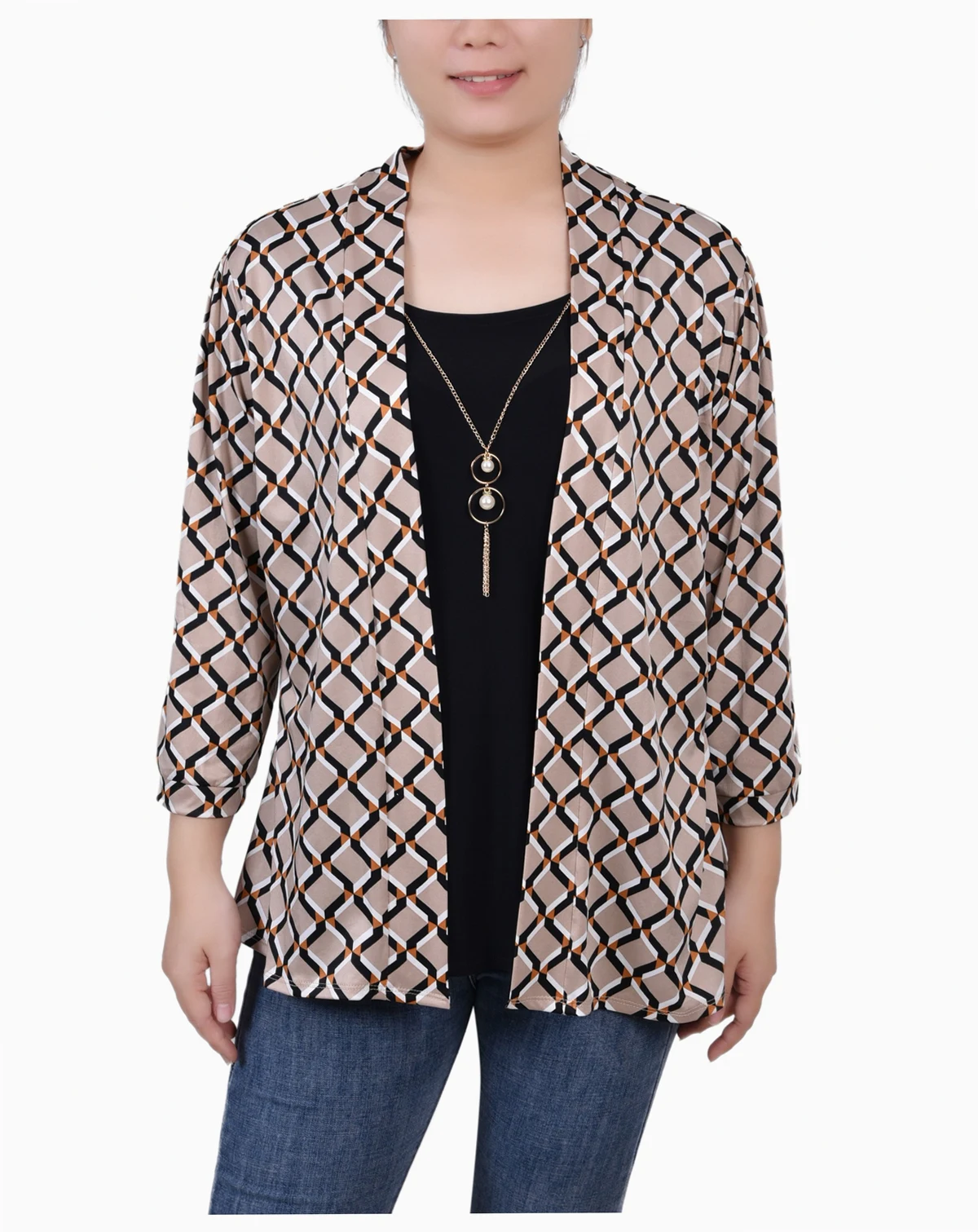 Women's 3/4 Sleeve Two-Fer Top