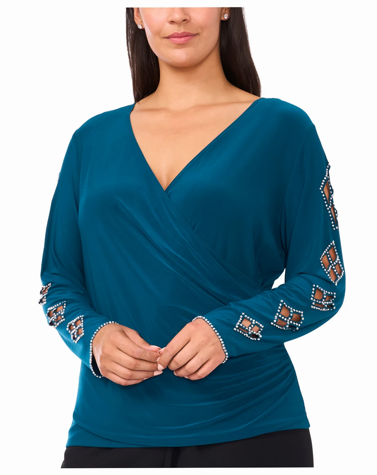 Plus Size Faraj Long Sleeve Faux Wrap Top