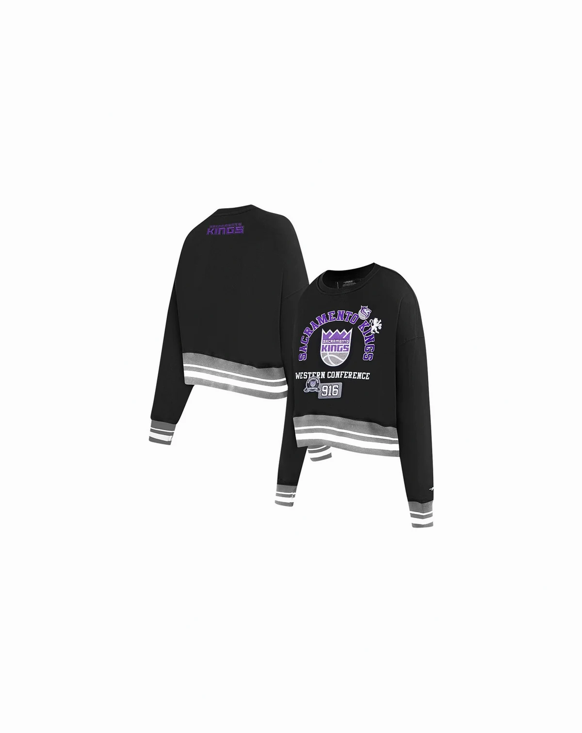 Women's Black Sacramento Kings Area Code Cropped Pullover Sweatshirt