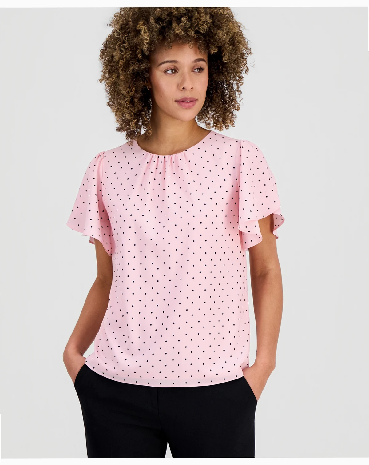 Women's Printed Tulip-Sleeve Blouse