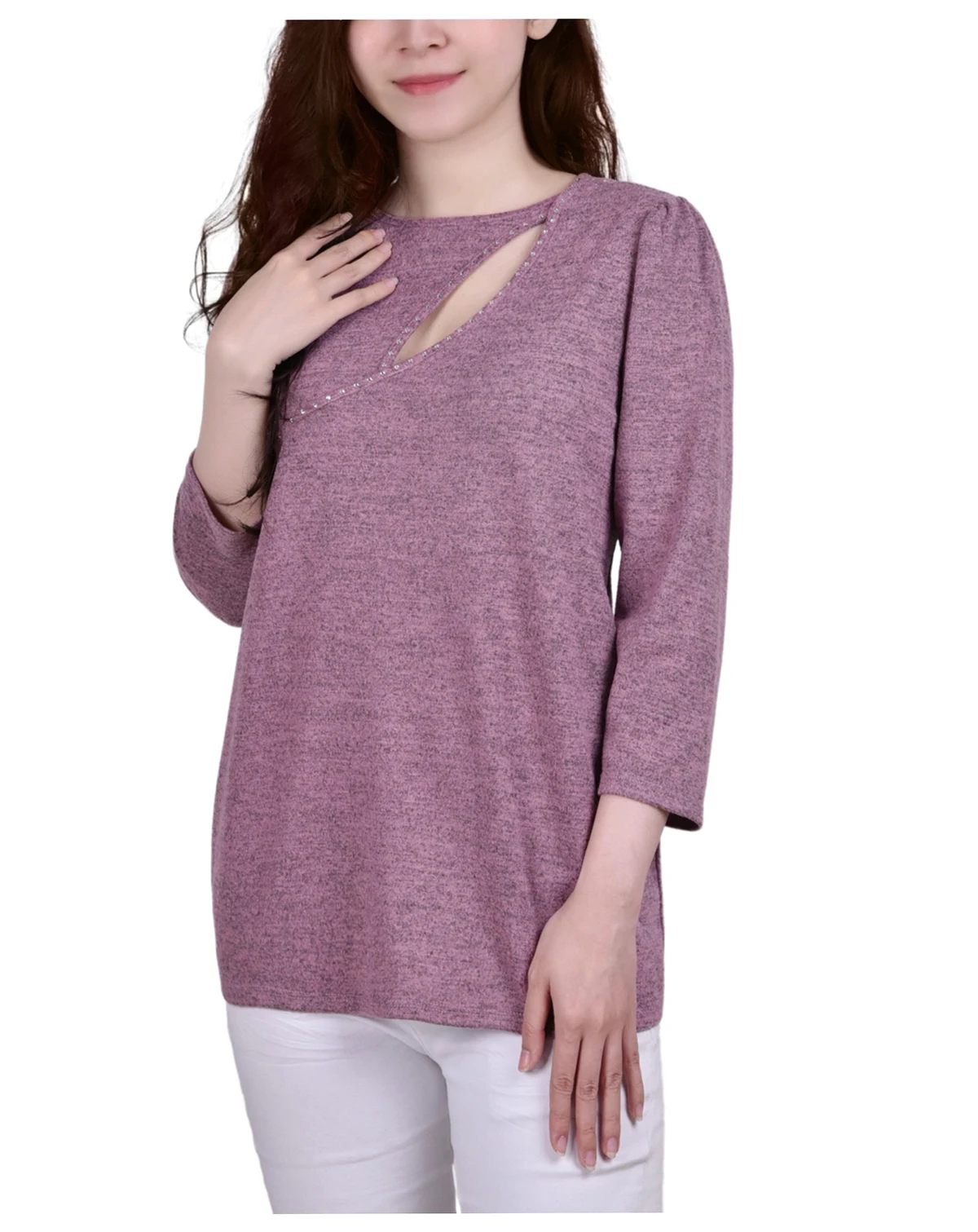 Petite Space Dyed Studded Top