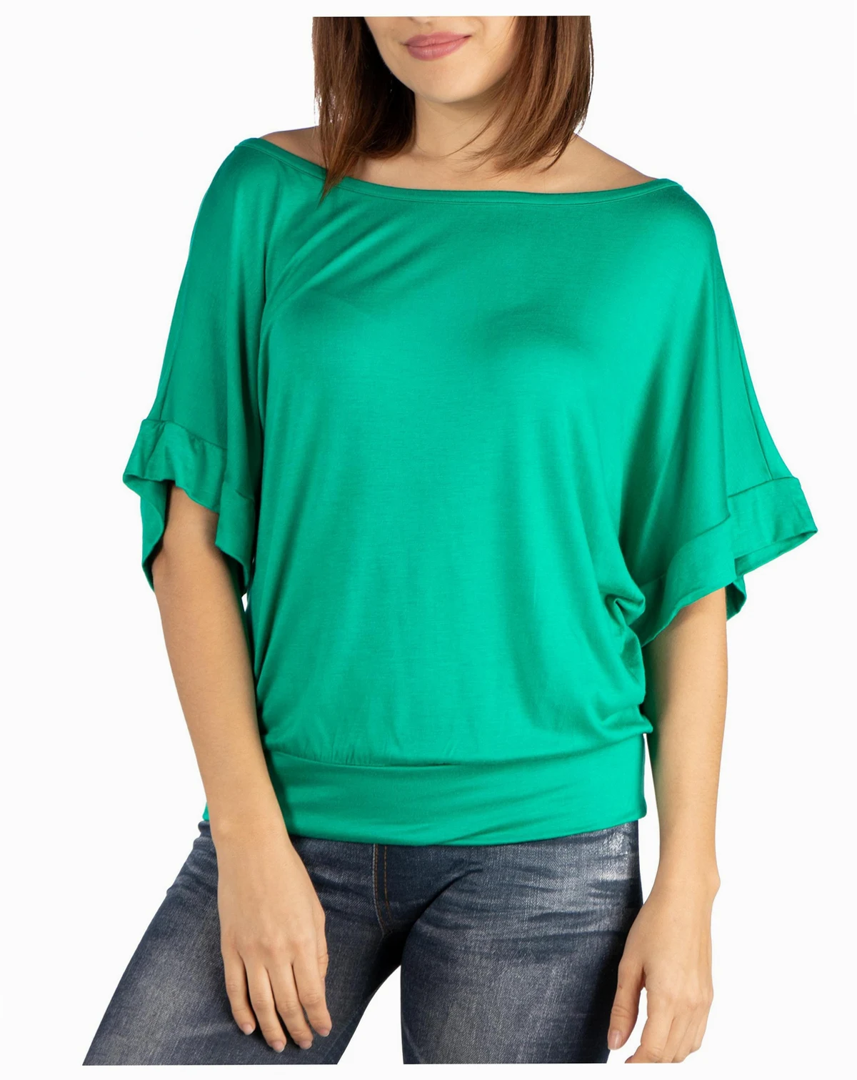 Women's Loose Fit Dolman Top with Wide Sleeves