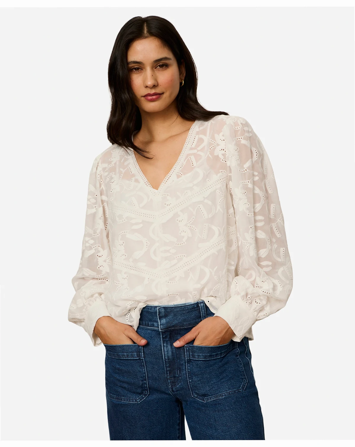 Women's Long-Sleeve Embroidered Blouse
