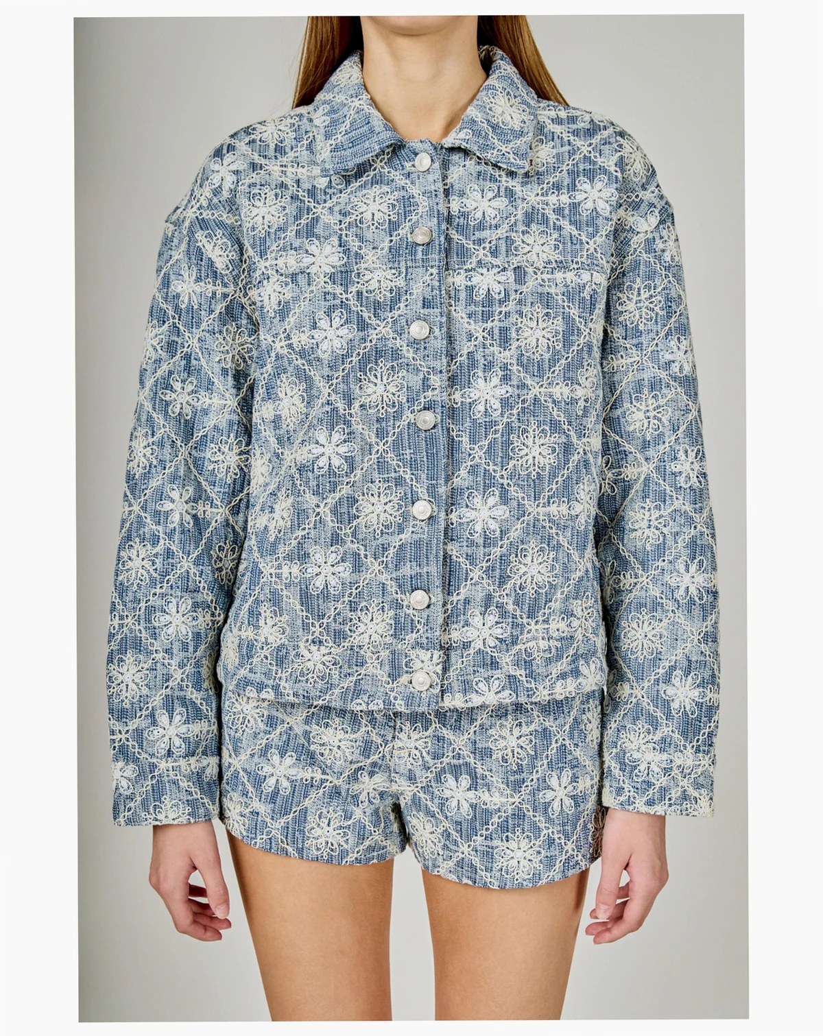 Women's Emroidered Floral Denim Jacket