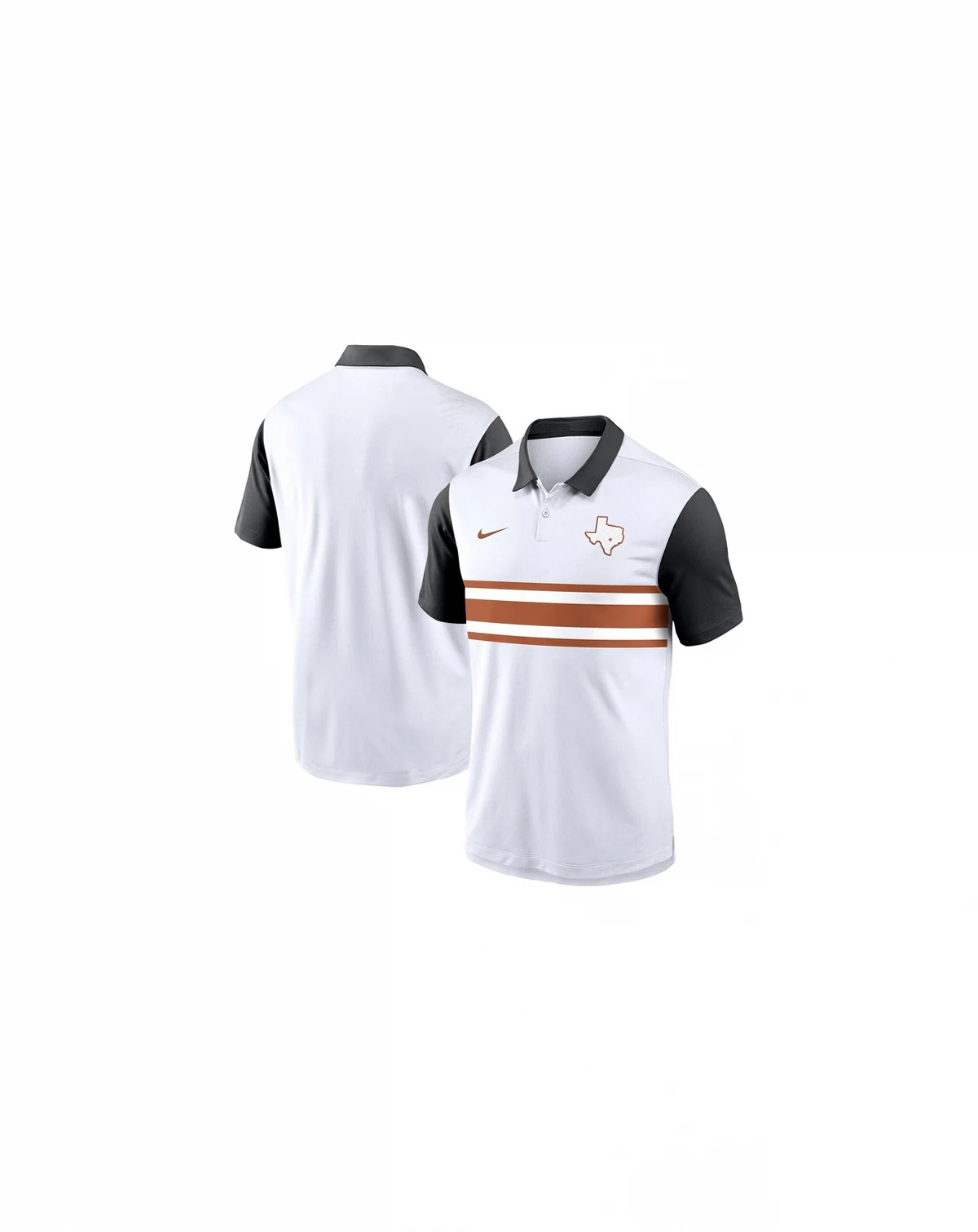 Men's White/Black Texas Longhorns Athletic Prep Alt Logo Vapor Performance Polo Shirt