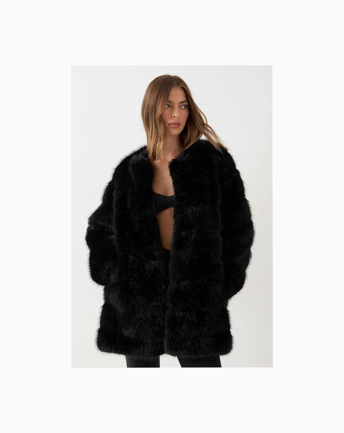Women's Panelled Faux Fur Coat