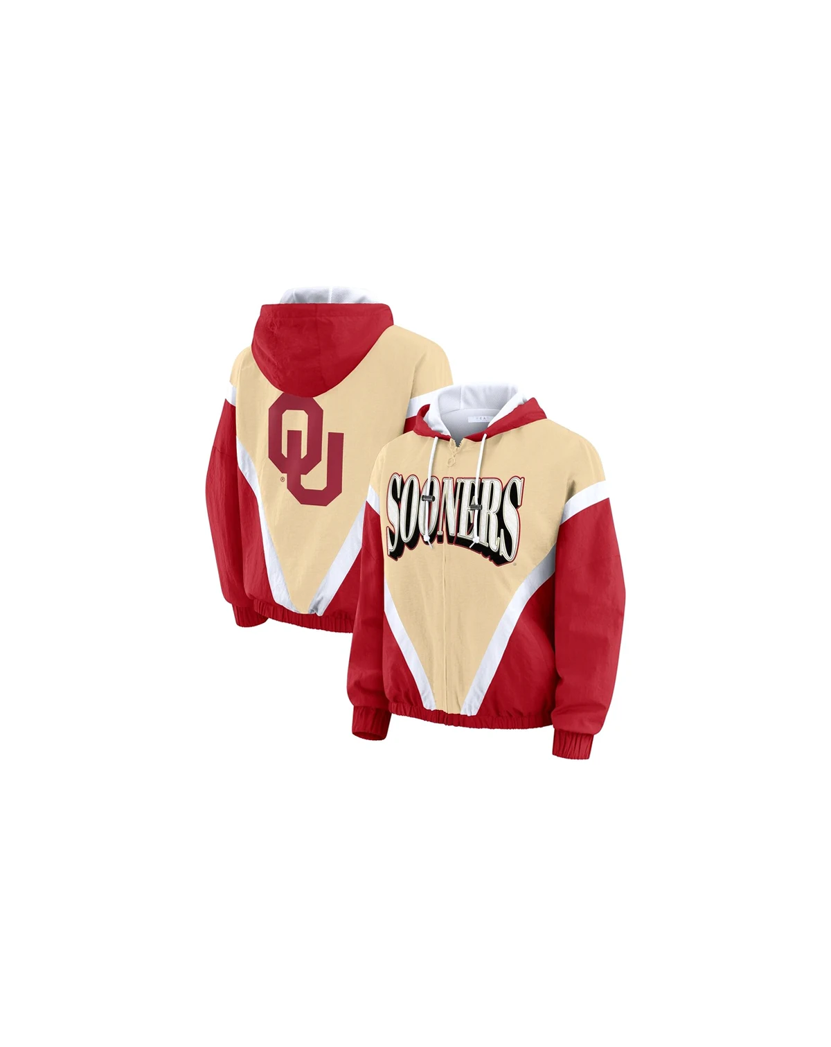 Women's Gold/Crimson Oklahoma Sooners Color Block Full-Zip Hoodie Windbreaker Jacket
