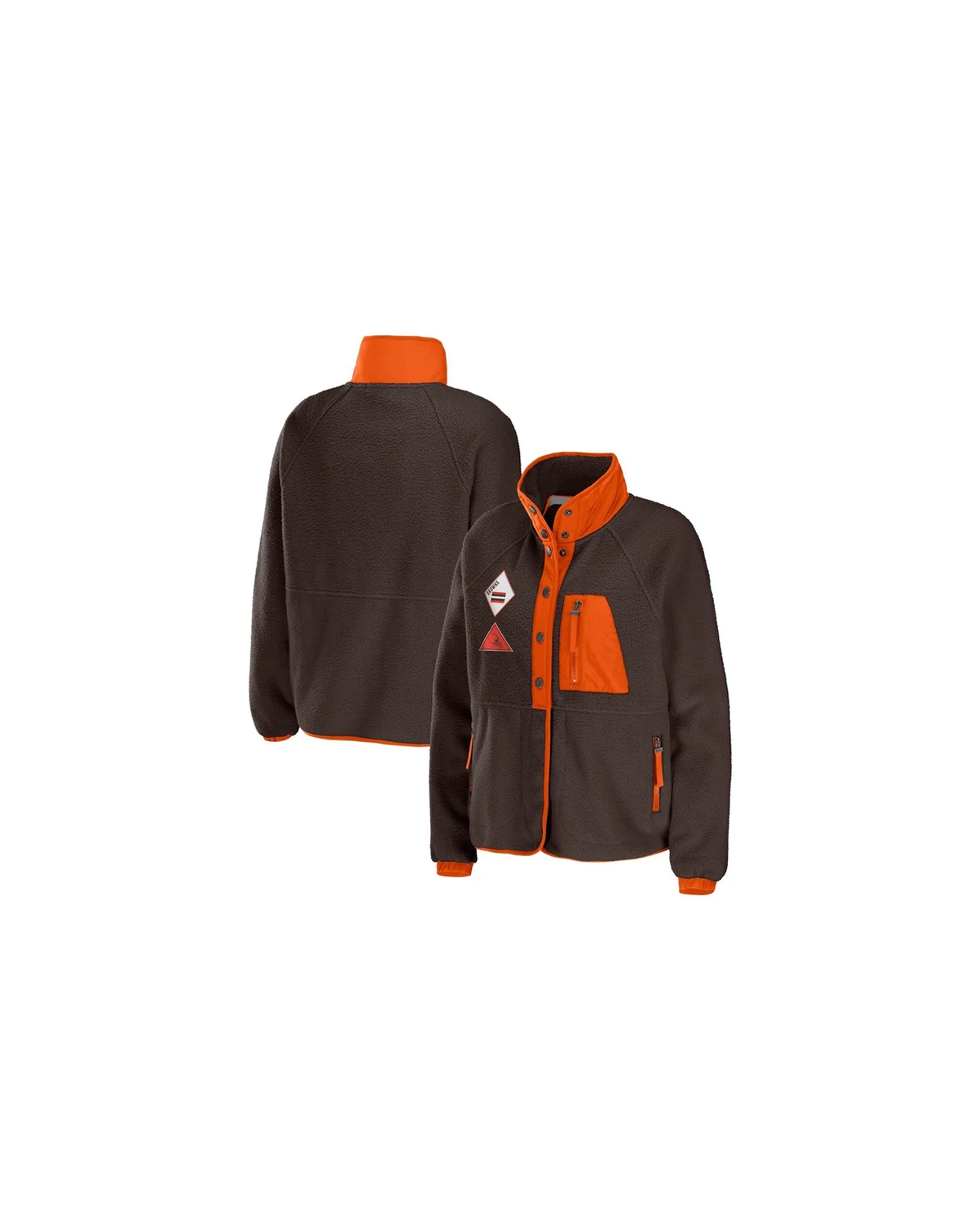 Women's Brown Cleveland Browns Polar Fleece Raglan Full-Snap Jacket