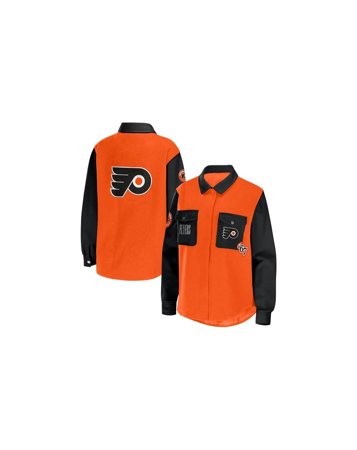 Women's Orange, Black Philadelphia Flyers Colorblock Button-Up Shirt Jacket