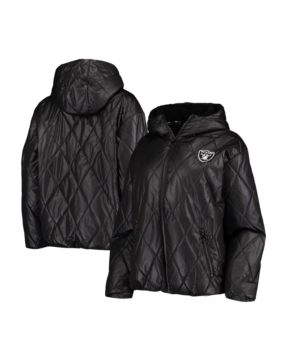 Women's Black Las Vegas Raiders Charlotte Full-Zip Hoodie Puffer Jacket