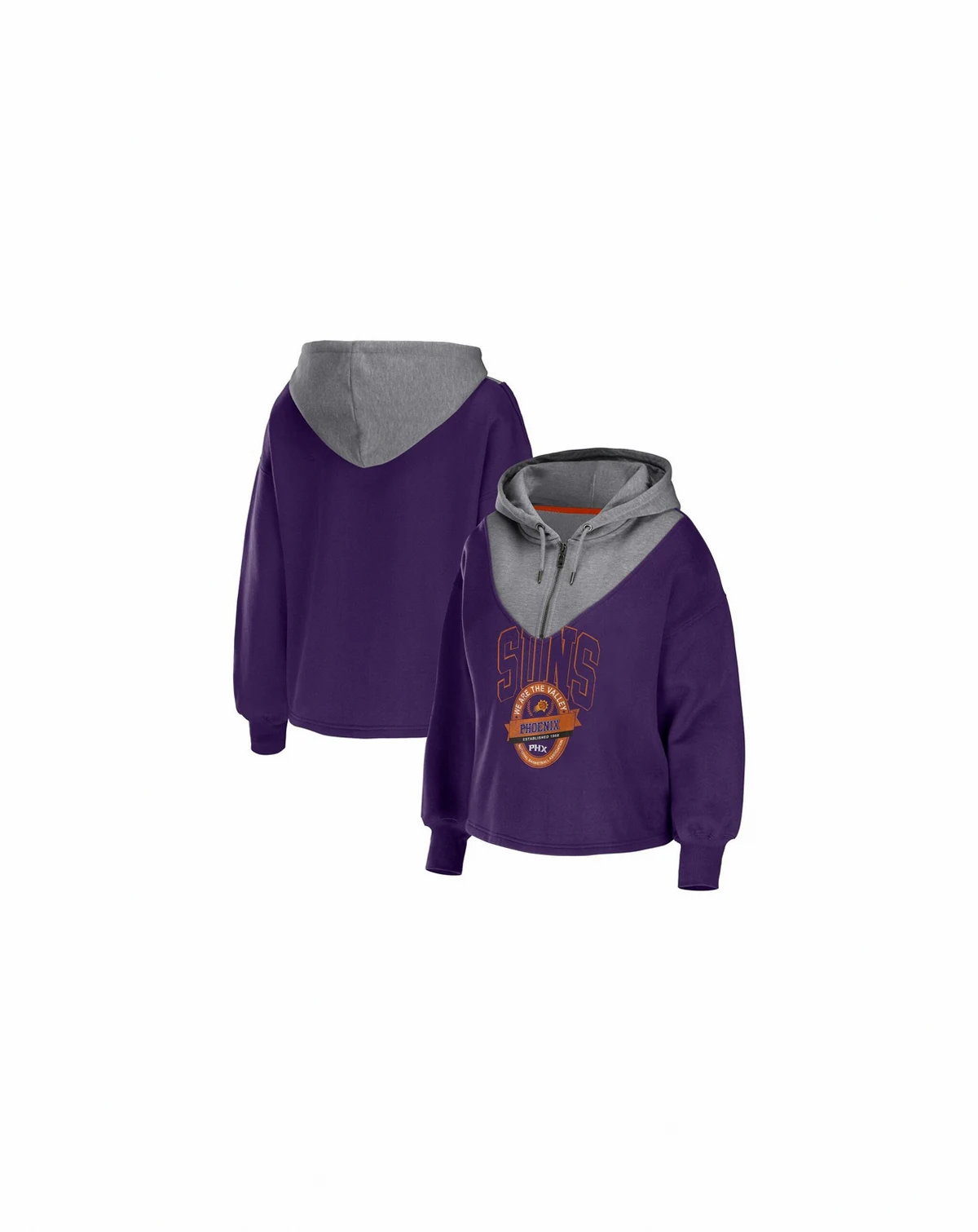 Women's Purple Phoenix Suns Pieced Quarter-Zip Hoodie Jacket