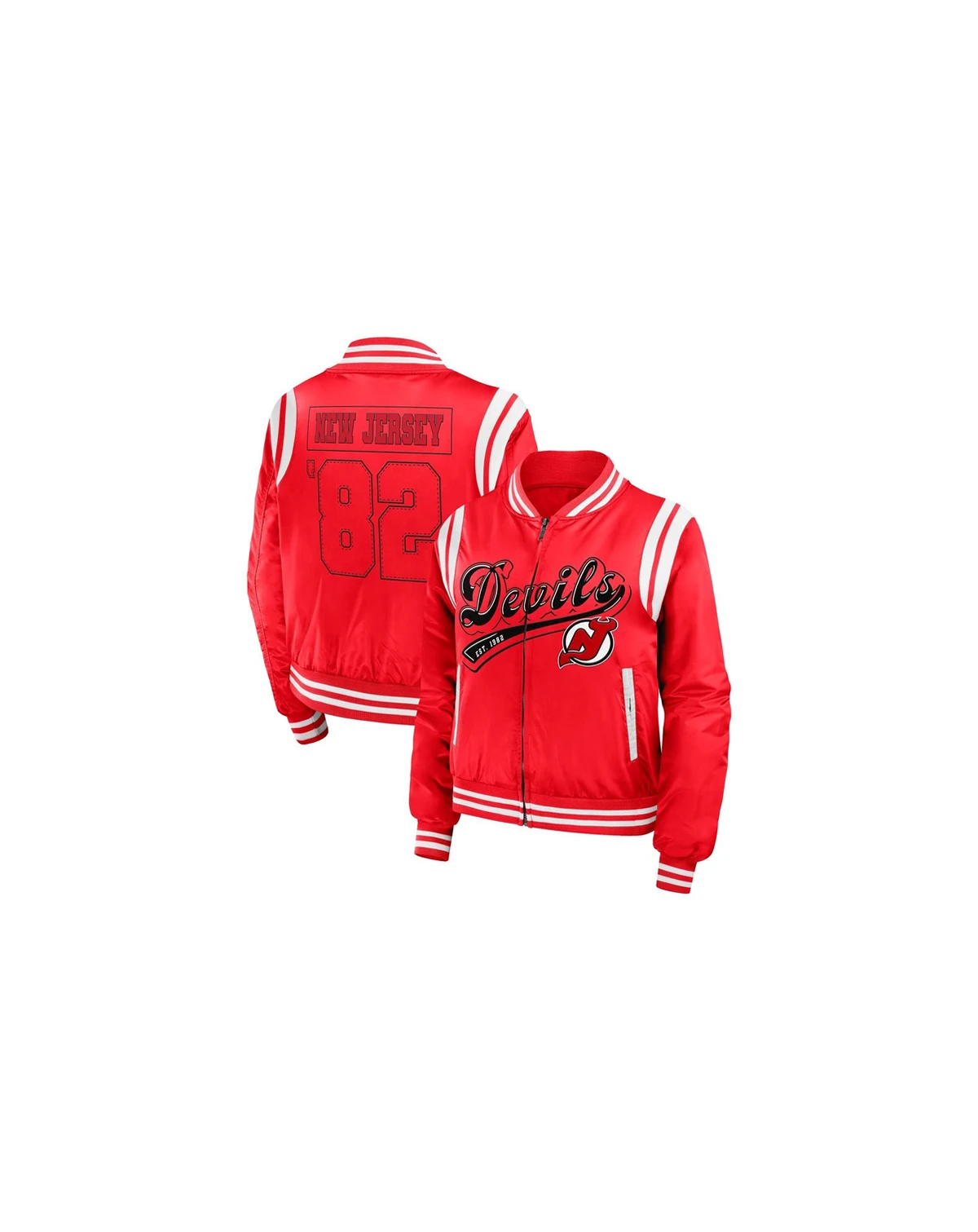 Women's Red New Jersey Devils Baller Full-Zip Bomber Jacket
