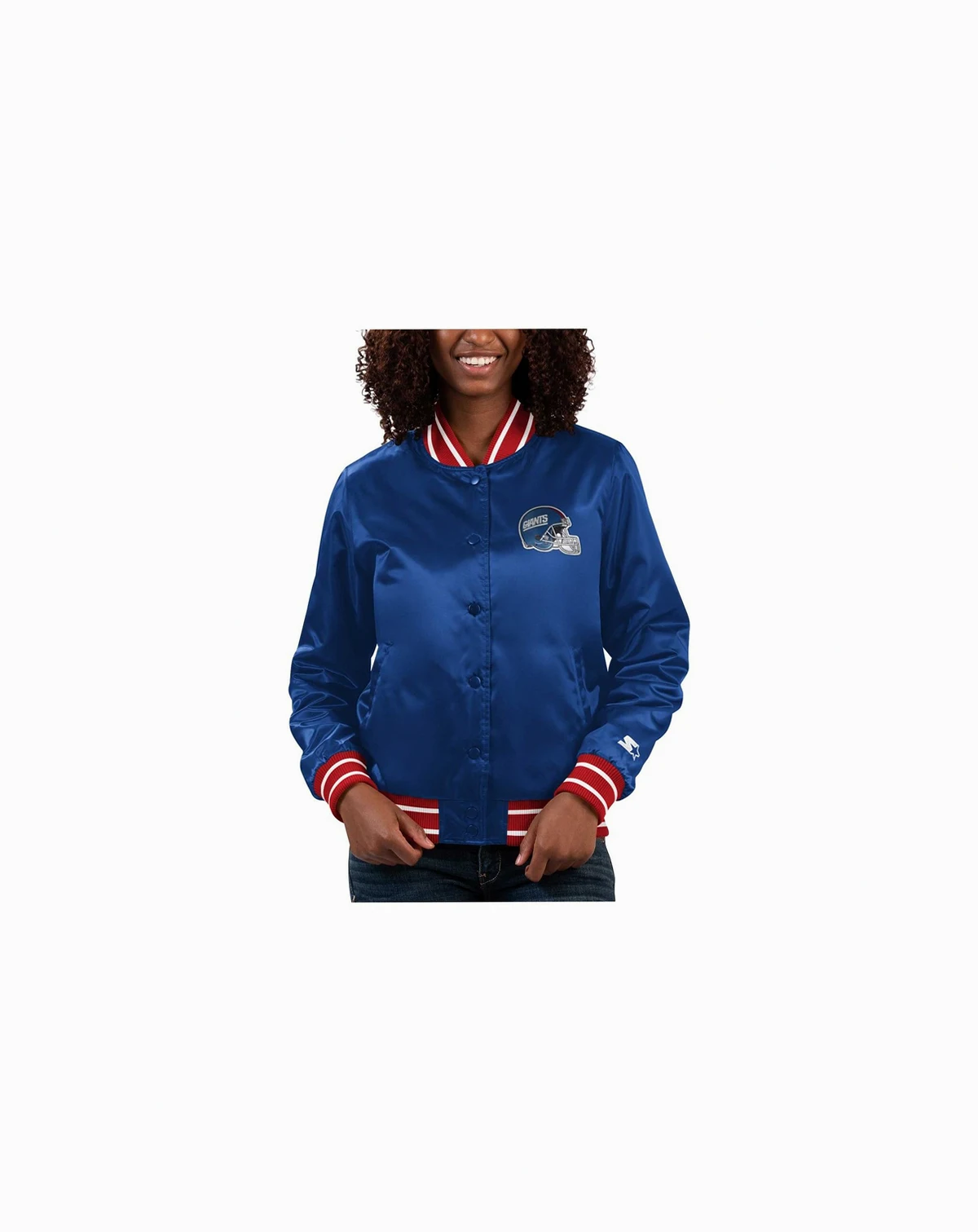 Women's Royal New York Giants Full Count Satin Full-Snap Varsity Jacket