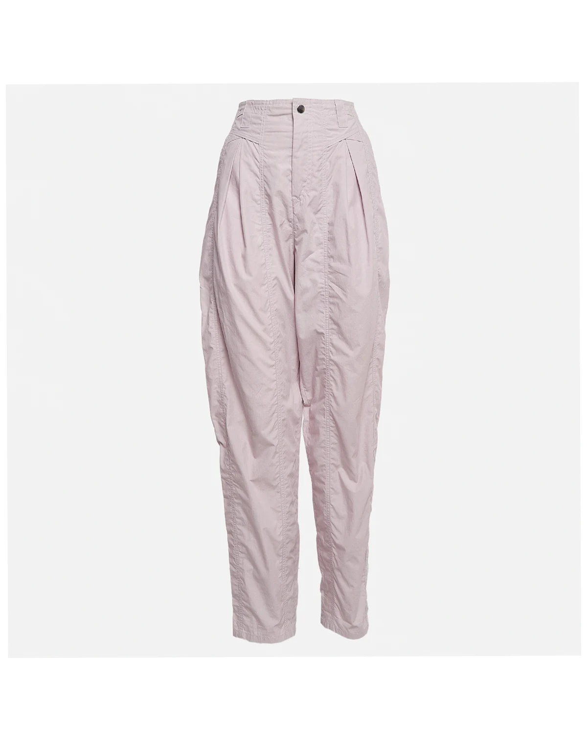 Women's Light Purple Cotton Pleated Trousers