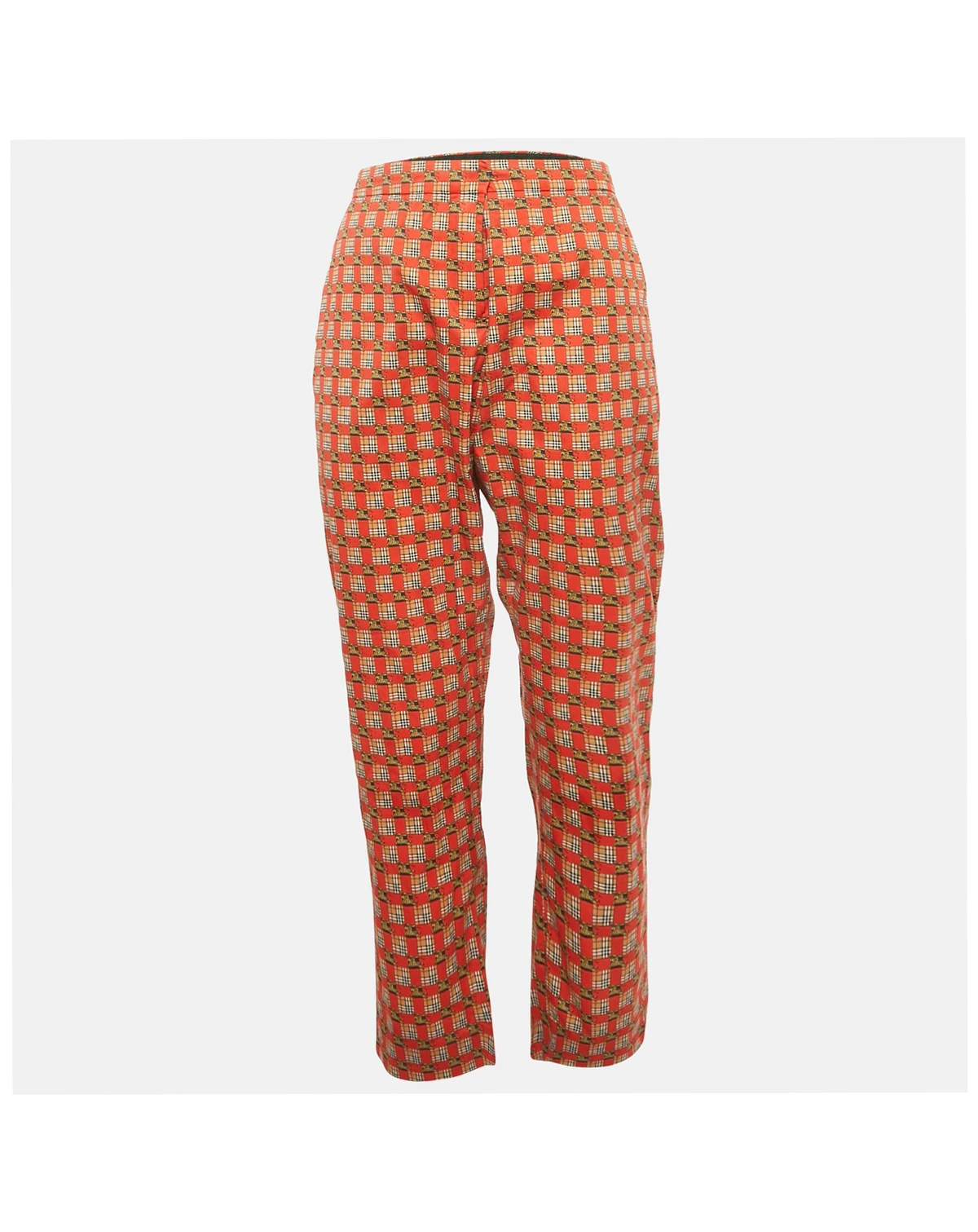 Women's Bright Red Cotton Archive Print Pat Hanover Cigarette Pants
